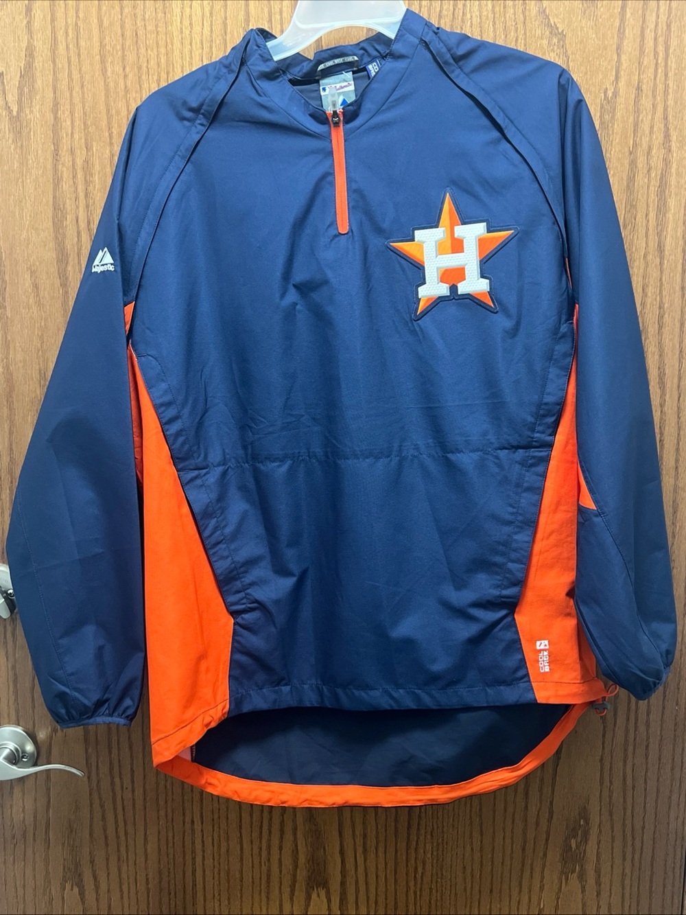 Majestic Navy and Orange Houston Astros Mens Pullover Rain Jacket